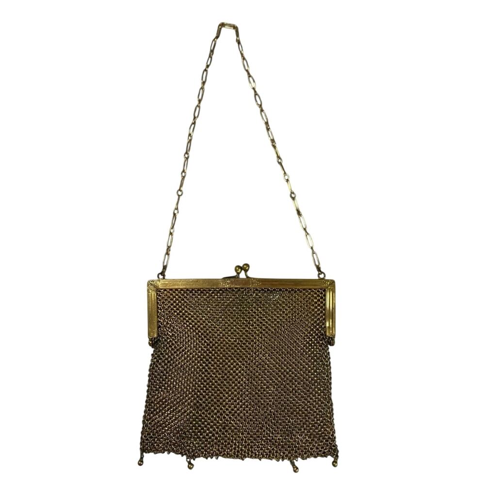 Antique 20s Soldered Link Chain Gold Purse